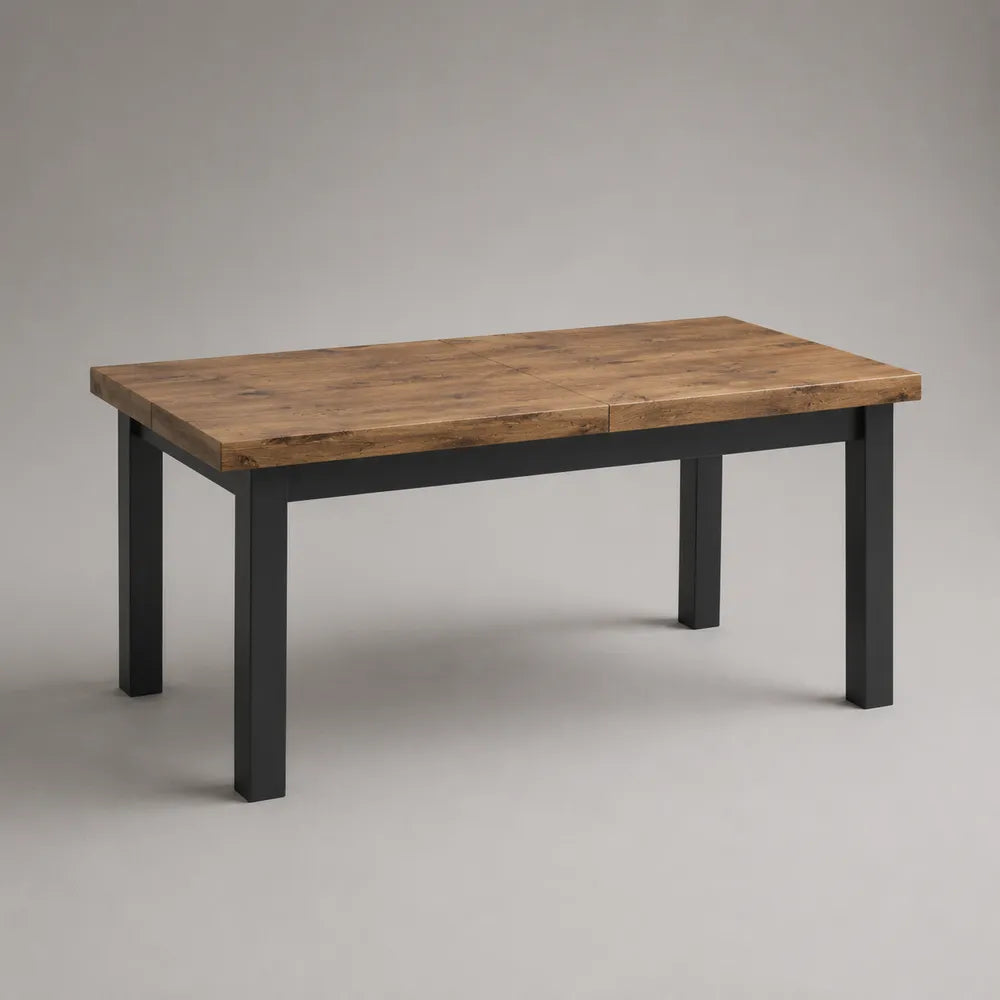Tavolo da pranzo rettangolare 160 cm x 80 cm x 75 cm in legno effetto rovere naturale e struttura in acciaio nero