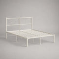 Letto matrimoniale 160 x 200 cm in acciaio verniciato bianco con testiera decorativa in metallo e rete a doghe struttura rettangolare