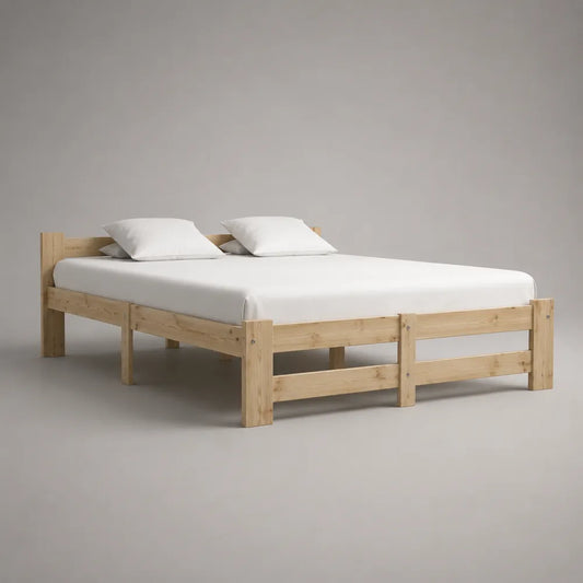 Struttura letto matrimoniale 160 x 200 cm in legno massello di pino naturale con sponde e rete a doghe struttura rettangolare